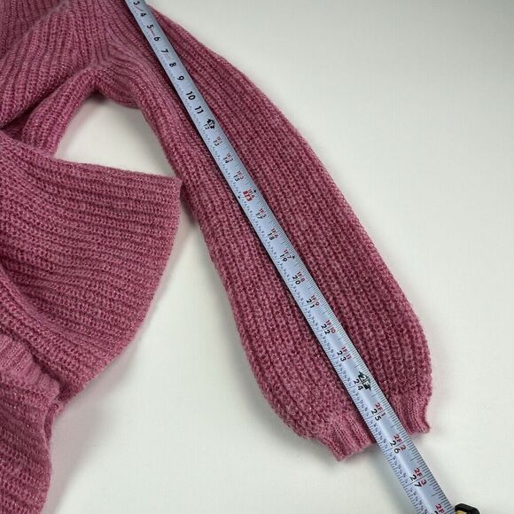 WYSE London Open Front Cardigan Small Pink mohair wool Metallic Cottagecore - Picture 9 of 11